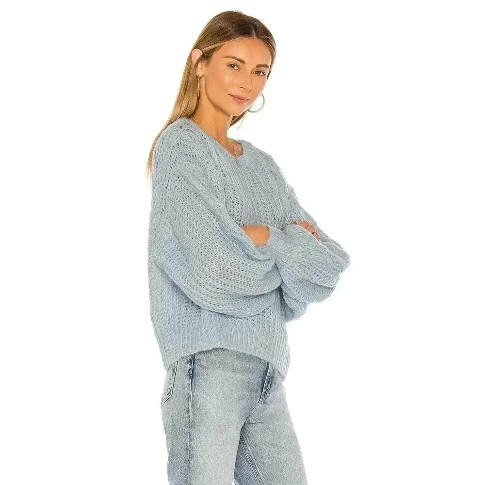 Joie Cropped Pravi Wool Blend Sweater - /Blue - Picture 3 of 10
